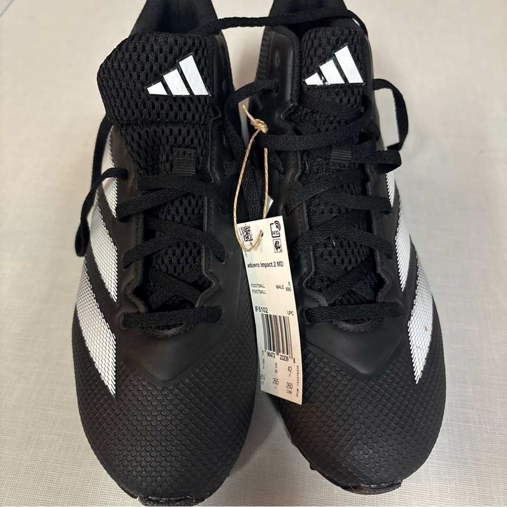 Adidas Adizero Impact.2 Molded Mens Size 8.5 Black White Running Football Cleats